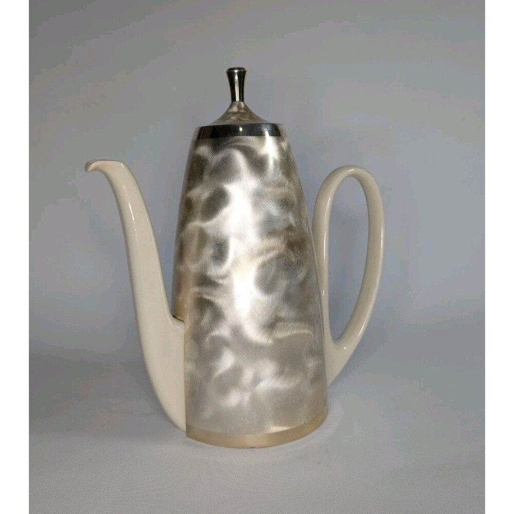 HKE Hans Knabel Esslingen Porcelain Silver Insulated Pitcher MCM Coffee Or Tea